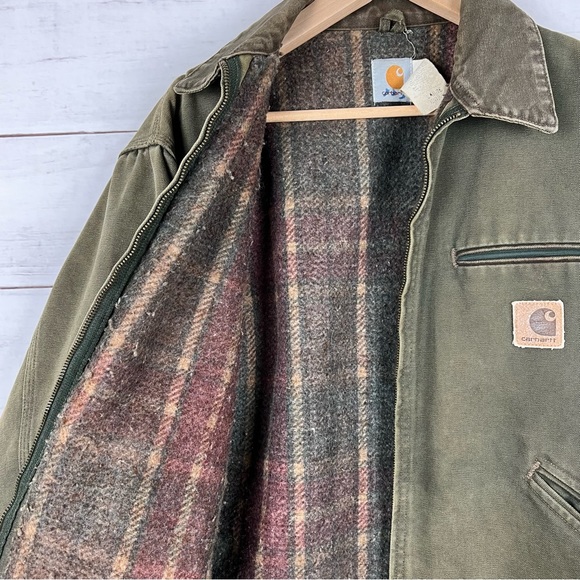 Vintage RARE Carhartt Detroit Olive JB0866 Blanket Lined Jacket - Picture 3 of 7